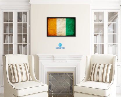 Cote D'Ivoire Country Vintage Flag Wood Framed Print Wall Art Decor Gifts