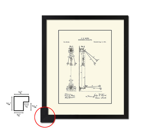 Exercise Apparatus Sports Vintage Patent Artwork Black Frame Print Gifts