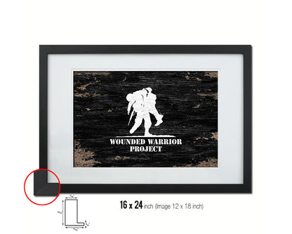 Wounded Warrior Project Shabby Chic Military Flag Framed Print Decor Wall Art Gifts