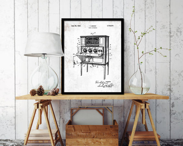 Apparatus Radio Vintage Patent Artwork Black Frame Print Wall Art Decor Gifts