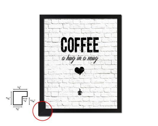 Coffee a hug in a mug Quote Framed Artwork Print Wall Decor Art Gifts