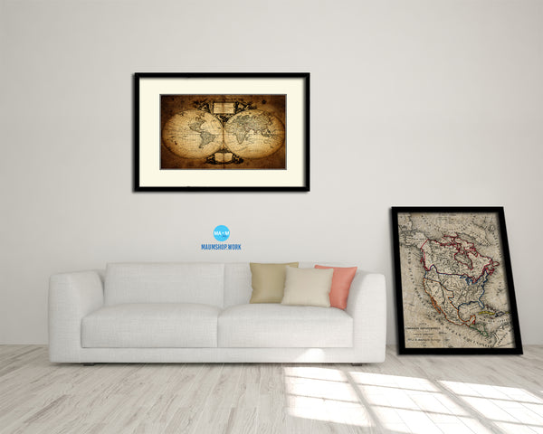 World 1752 Old Map Framed Print Art Wall Decor Gifts