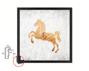Horse Chinese Zodiac Character Wood Framed Print Wall Art Decor Gifts, White