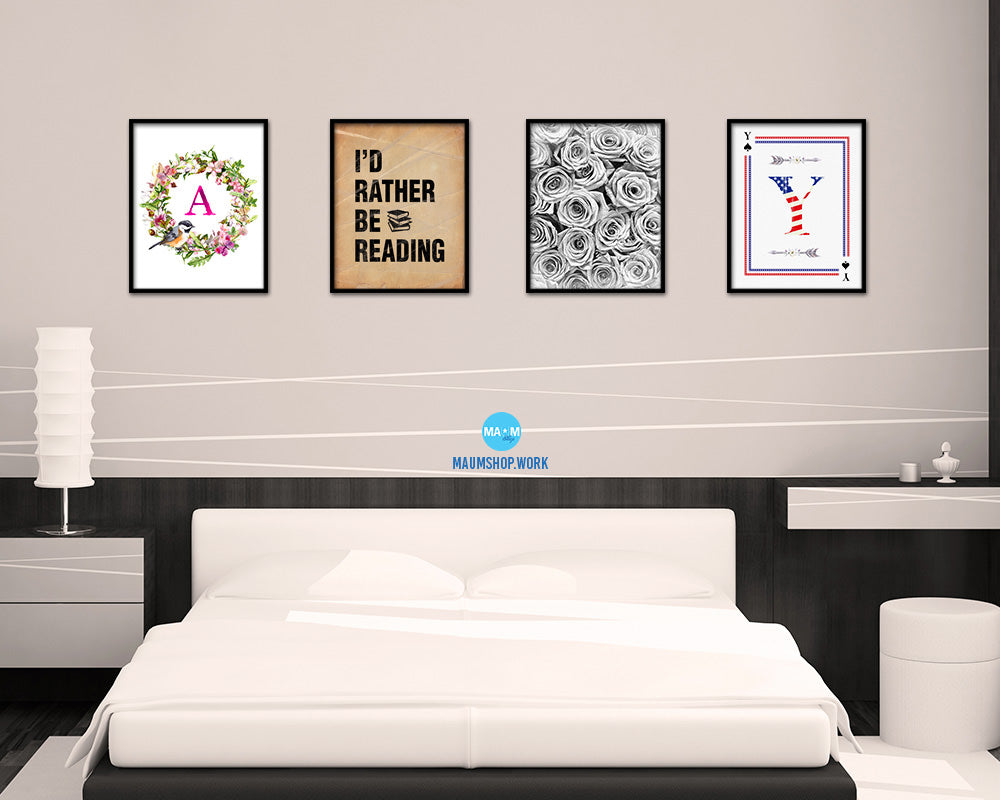 I'd rather be reading Quote Paper Artwork Framed Print Wall Decor Art
