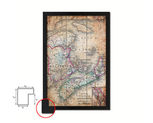 Nova Scotia New Brunswick Canada Antique Map Wood Framed Print Art Wall Decor Gifts