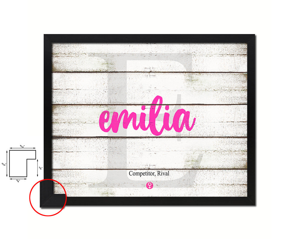 Emilia Personalized Biblical Name Plate Art Framed Print Kids Baby Room Wall Decor Gifts