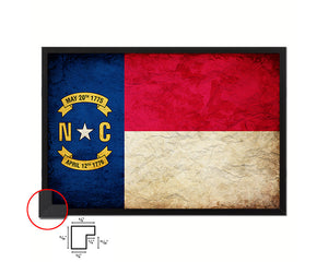 North Carolina State Vintage Flag Wood Framed Paper Print Wall Art Decor Gifts