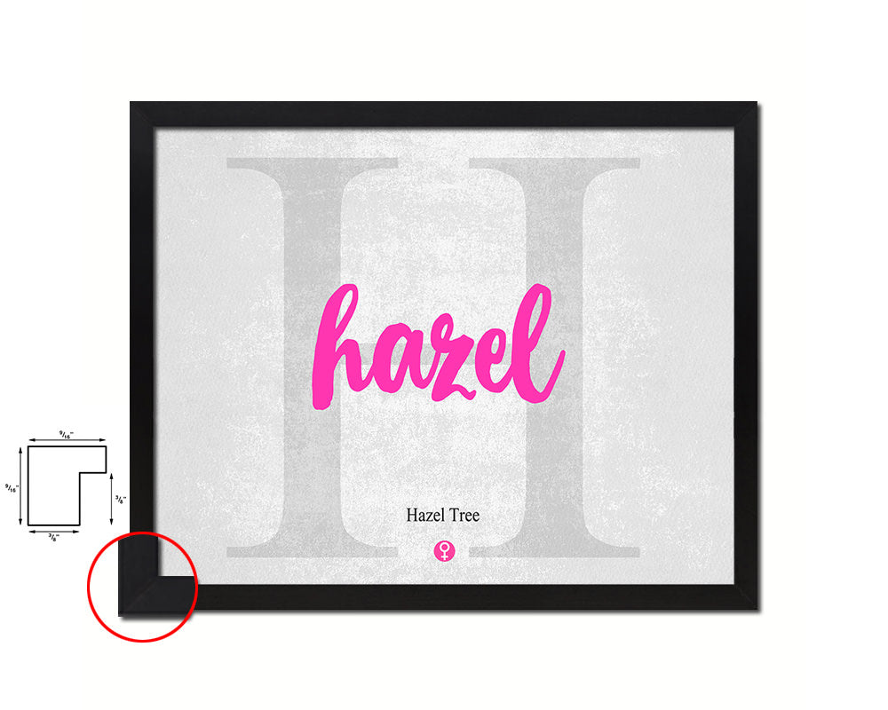 Hazel Personalized Biblical Name Plate Art Framed Print Kids Baby Room Wall Decor Gifts