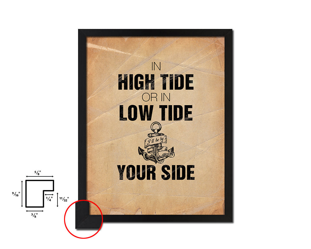 In high tide or in low tide Quote Paper Artwork Framed Print Wall Decor Art