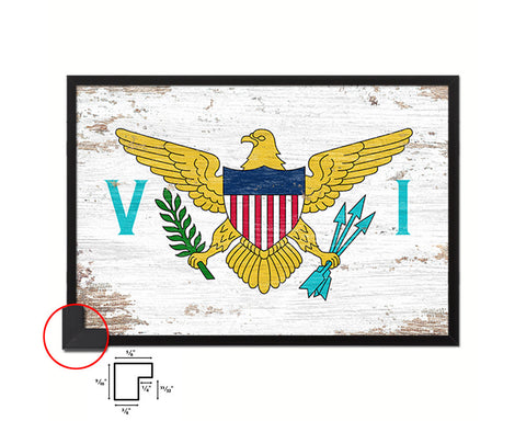 Virgin Islands Shabby Chic Country Flag Wood Framed Print Wall Art Decor Gifts