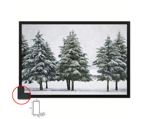 Snowy Winter Christmas Landscape Snow Frost Covered Trees Artwork Painting Print Art Frame Gifts