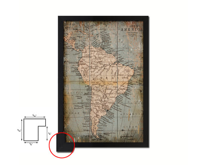 South America Antique Map Wood Framed Print Art Wall Decor Gifts