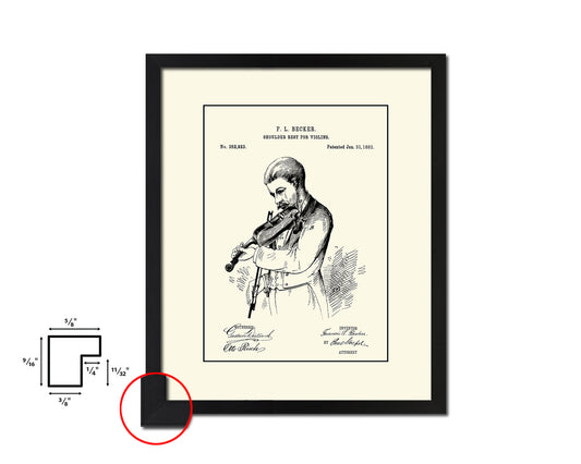 Shoulder Rest for Violins Music Vintage Patent Artwork Black Frame Print Gifts
