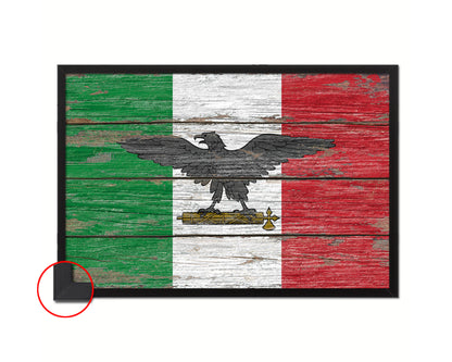 Italy War Eagle Italian Military Wood Rustic Flag Wood Framed Print Wall Art Decor Gifts