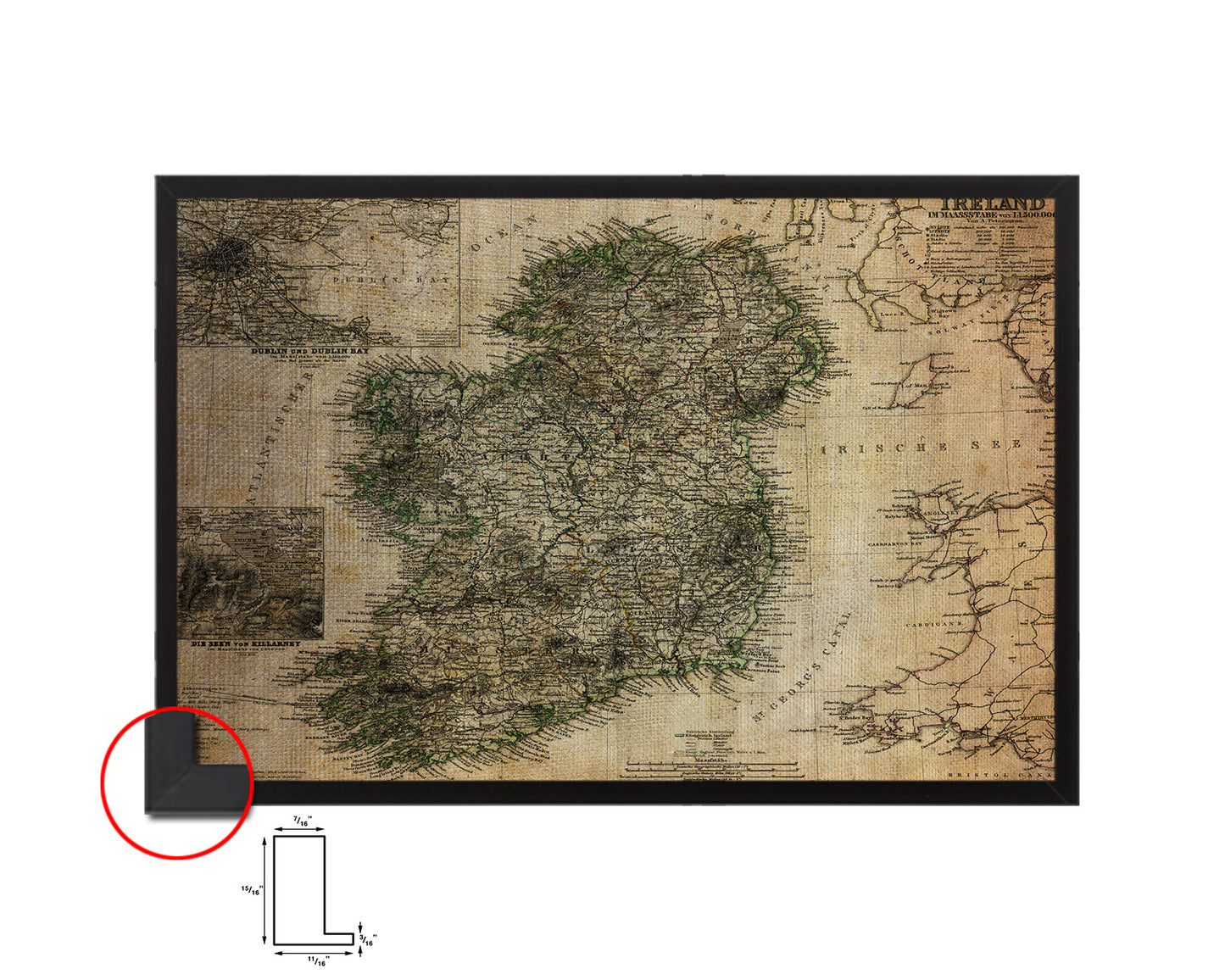 Ireland Vintage Map Framed Print Art Wall Decor Gifts