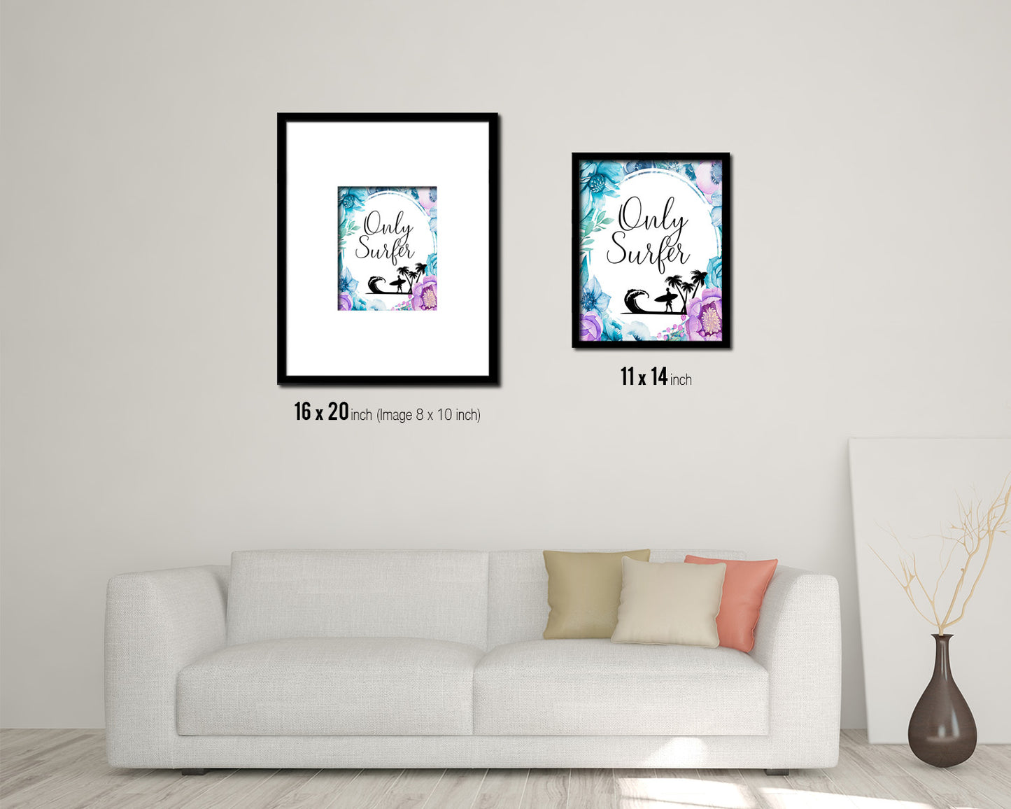 Only surfer Quote Boho Flower Framed Print Wall Decor Art
