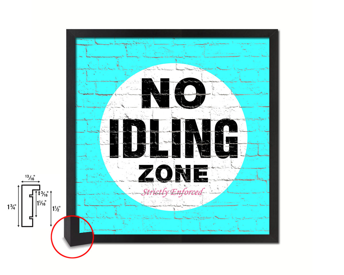 No Idling Zone Shabby Chic Sign Wood Framed Art Paper Print Wall Decor Gifts