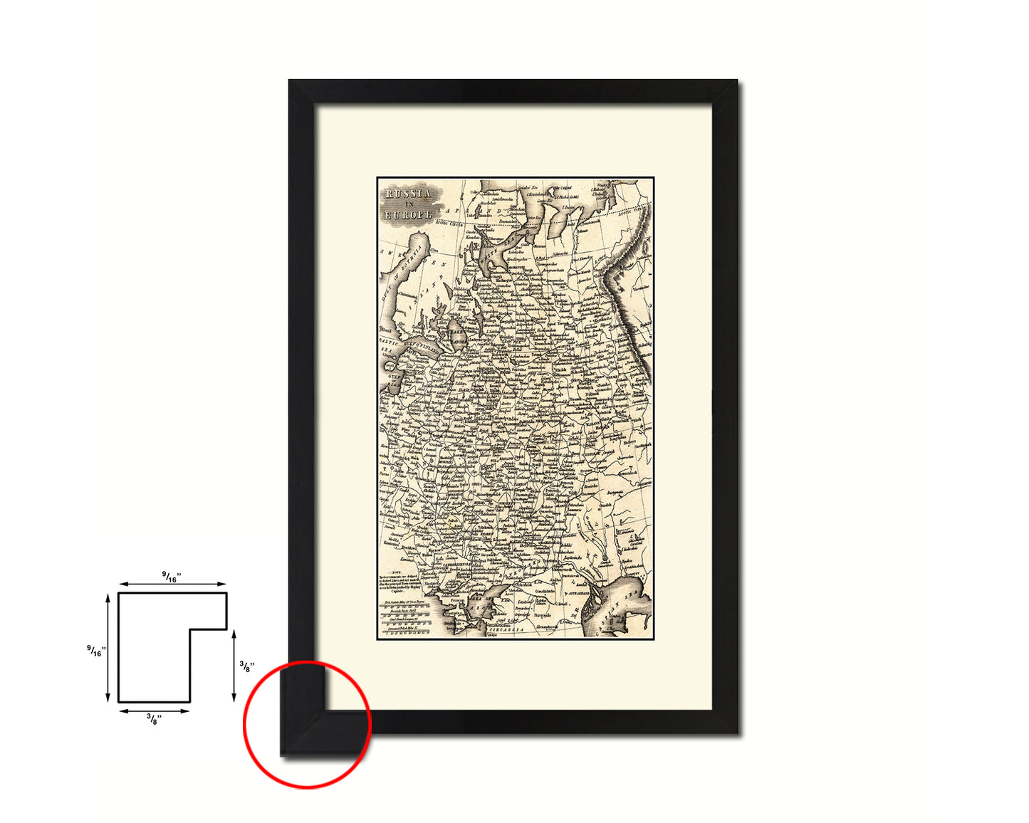 Russia Scandinavia Old Map Wood Framed Print Art Wall Decor Gifts