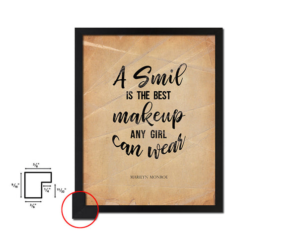 A smile is the best makeup Quote Paper Artwork Framed Print Wall Decor Art