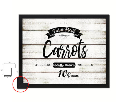 Farm Fresh Carrots Vintage Sign Fine Art Paper Prints Wood Frame Wall Art Decor Gifts