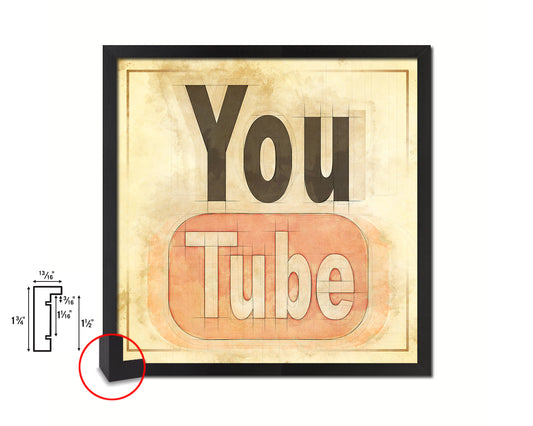 Youtube Social Media Symbol Icons logo Wood Framed Print Home Decor Wall Art Gifts
