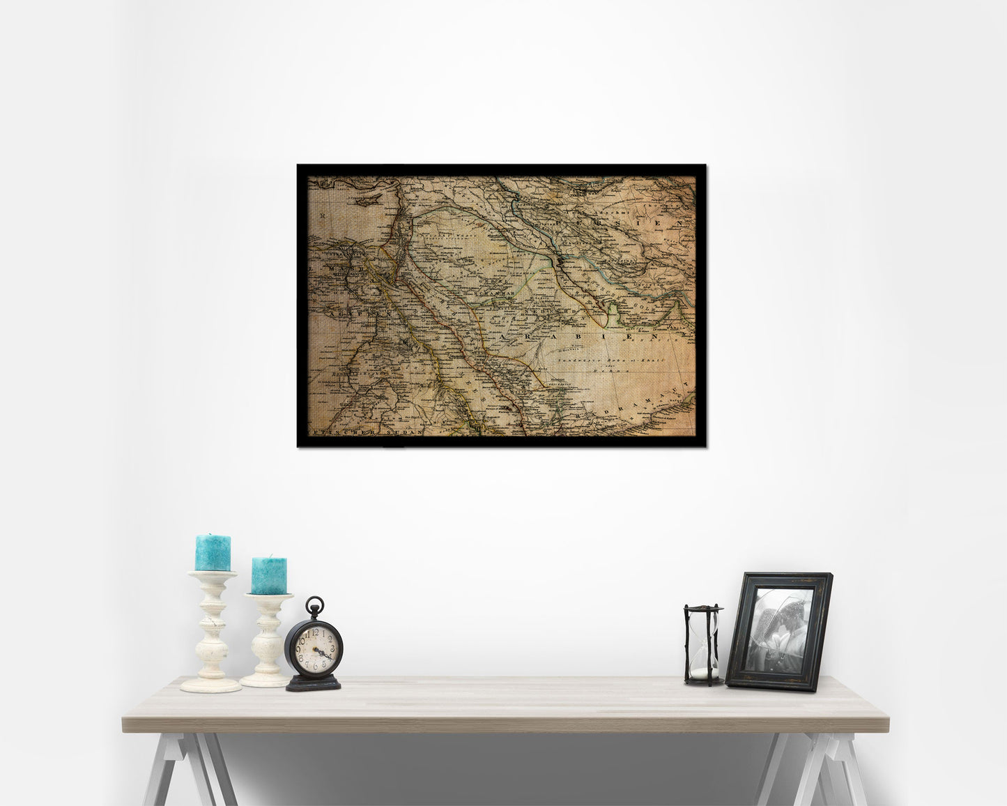 Saudi Arabia Iraq Middle East 1875 Vintage Map Framed Print Art Wall Decor Gifts