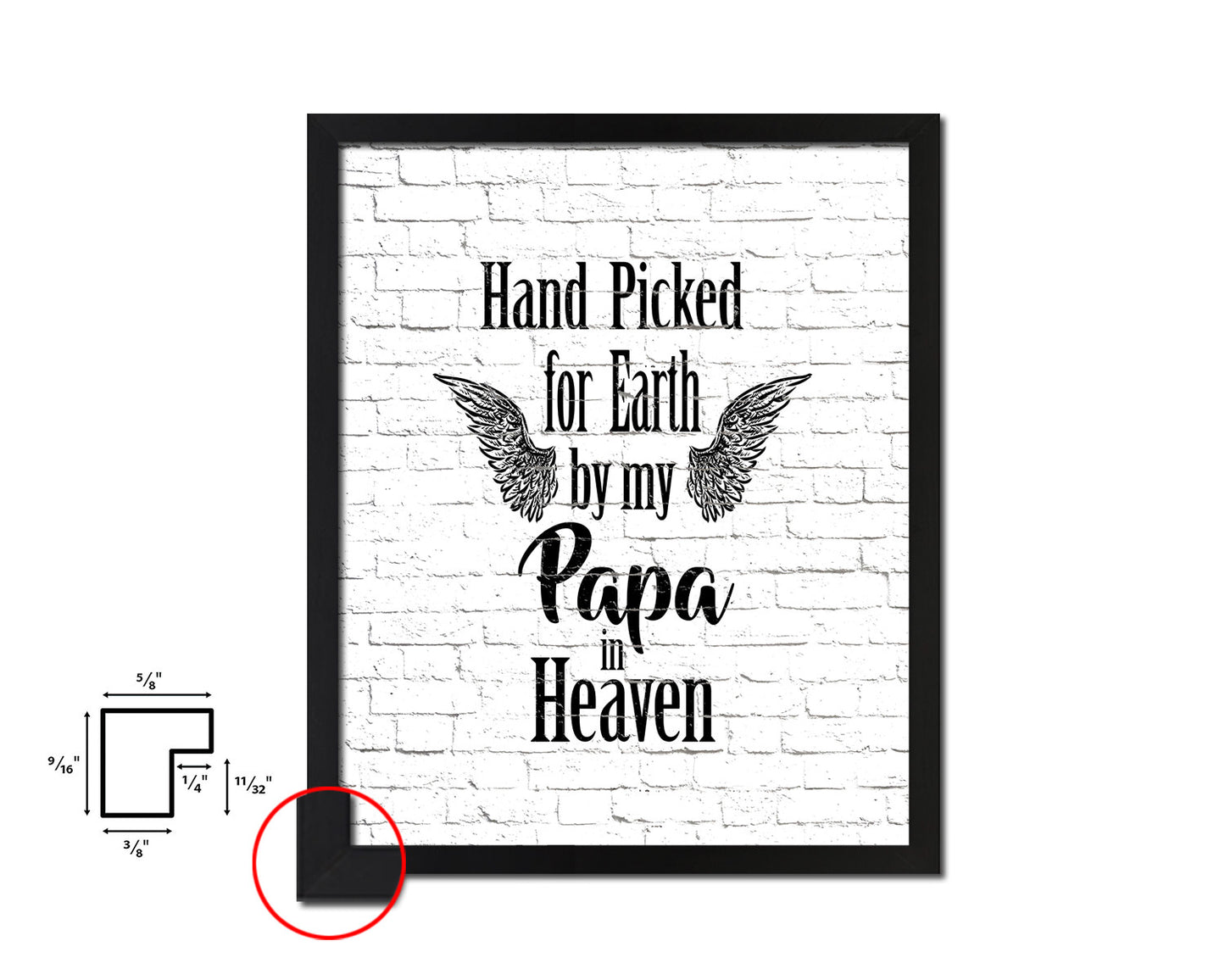 Hand picked for earth by our Papa in heaven Quote Framed Print Wall Art Decor Gifts