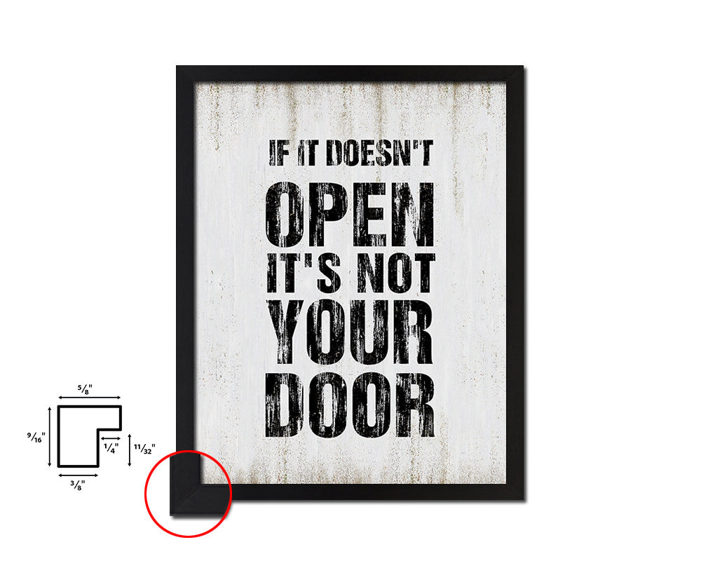If it doesn't open its not your door Quote Wood Framed Print Wall Decor Art