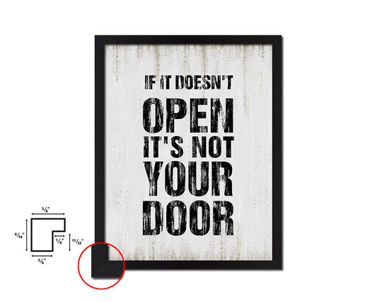 If it doesn't open its not your door Quote Wood Framed Print Wall Decor Art