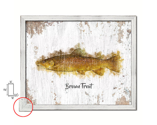 Brown Trout Fish Framed Prints Modern Restaurant Sushi Bar Watercolor Wall Art Decor