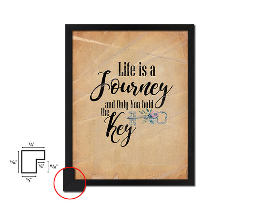 Life is a journey & only you hold the key Quote Paper Artwork Framed Print Wall Decor Art