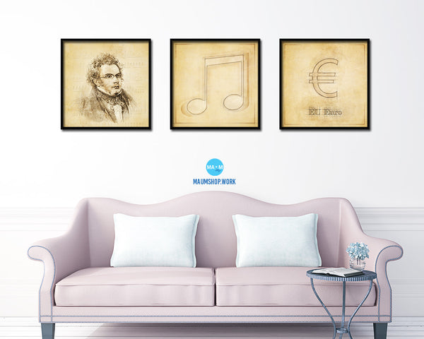 Beam Notes Vintage Musical Symbol Framed Print Orchestra Teacher Gifts Home Wall Decor