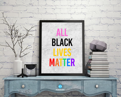 All Black Lives Matter Rainbow Pride Peace Right Justice Poster Wood Framed Wall Decor Gifts