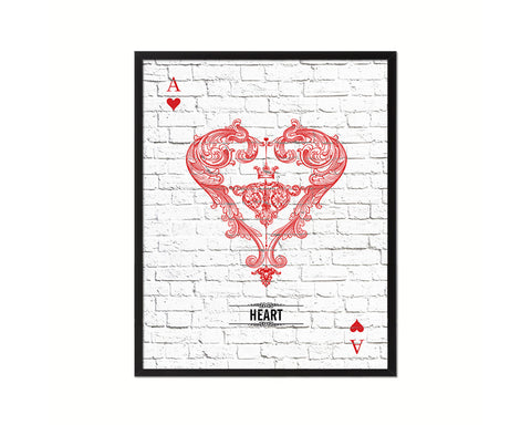 Heart Ace Cards Fine Art Paper Prints Wood Framed Wall Art Decor Gifts