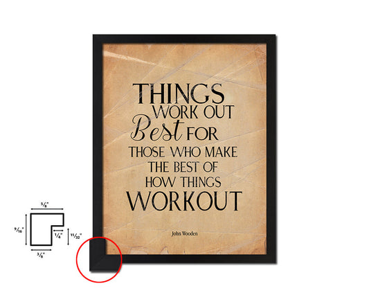 Things work out best Quote Paper Artwork Framed Print Wall Decor Art