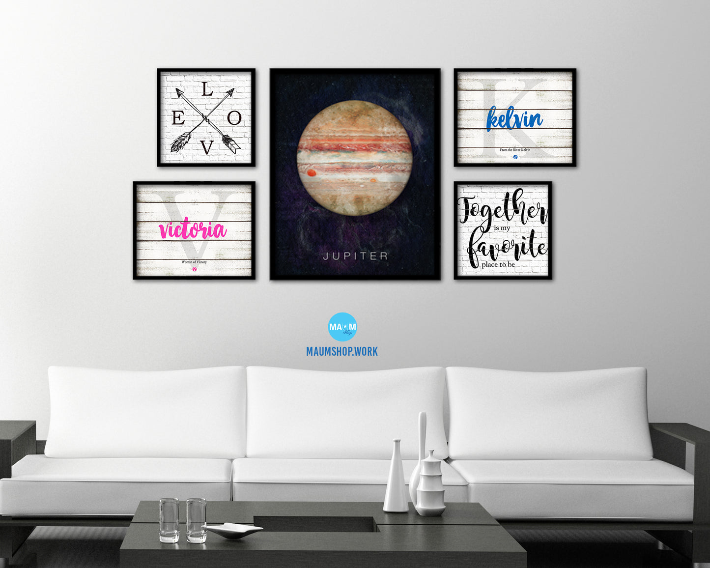 Jupiter Planet Prints Watercolor Solar System Framed Print Home Decor Wall Art Gifts