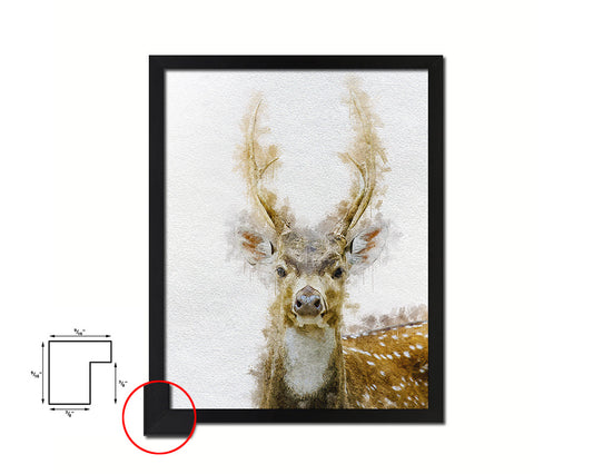 Deer Animal Painting Print Framed Art Home Wall Decor Gifts