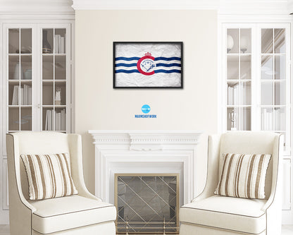 Cincinnati City Ohio State Vintage Flag Wood Framed Prints Decor Wall Art Gifts