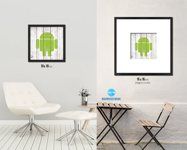 Android Social Media Symbol Icons logo Framed Print Shabby Chic Home Decor Wall Art Gifts