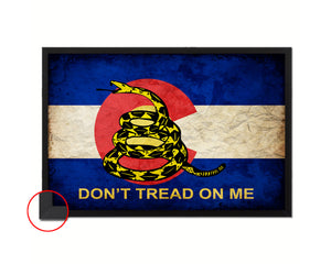 Gadsden Don't Tread On Me Colorado State Vintage Military Flag Framed Print Art