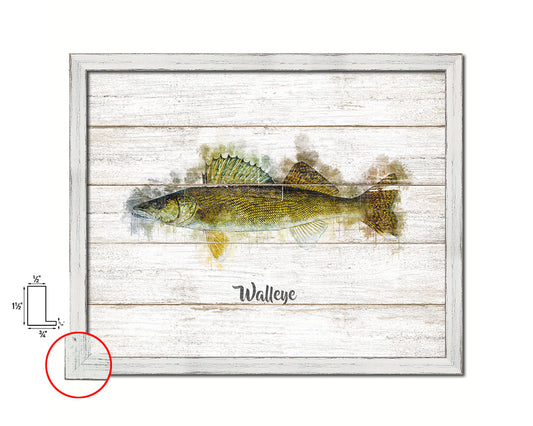 Walleye Fish Framed Prints Modern Restaurant Sushi Bar Watercolor Wall Art Decor