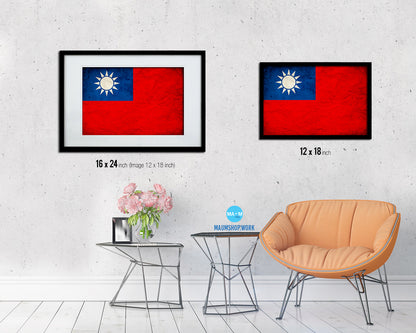 Taiwan Country Vintage Flag Wood Framed Print Wall Art Decor Gifts
