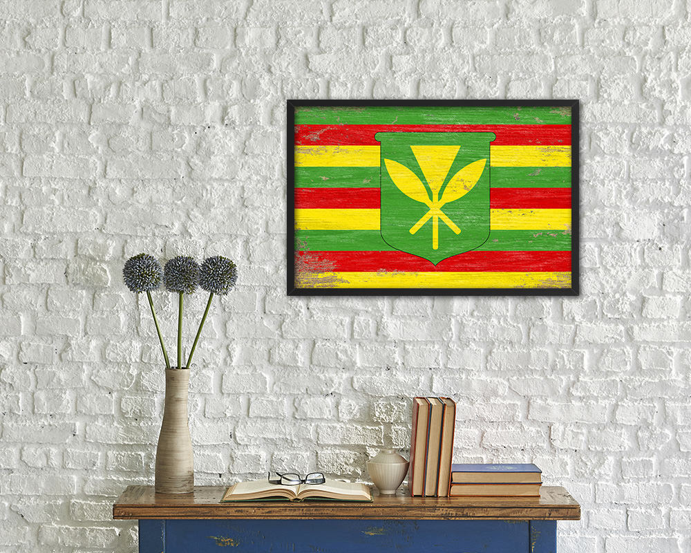 Kanaka Maoli City Hawaii State Shabby Chic Flag Framed Prints Decor Wall Art Gifts