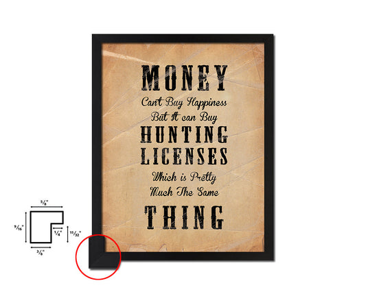 Money cant buy happiness Quote Paper Artwork Framed Print Wall Decor Art