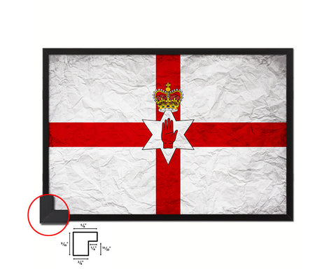 North Irish Ulster City Northern Ireland Country Vintage Flag Wood Framed Prints Decor Wall Art Gifts