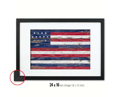 Serapis Hostoryic Wood Rustic Flag Wood Framed Print Wall Art Decor Gifts