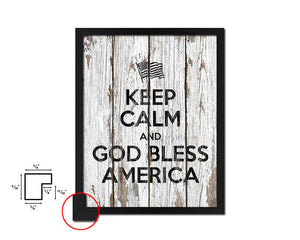 Keep calm and God bless America Quote Framed Print Home Decor Wall Art Gifts