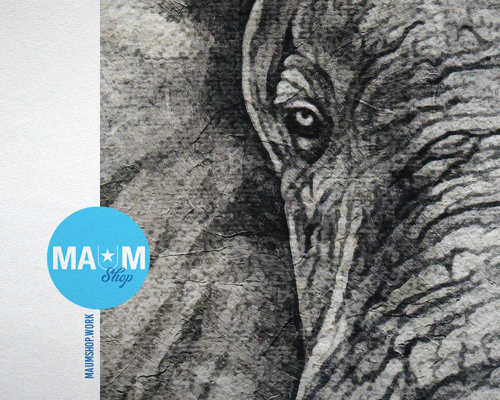 Elephant Animal Painting Print Framed Art Home Wall Decor Gifts