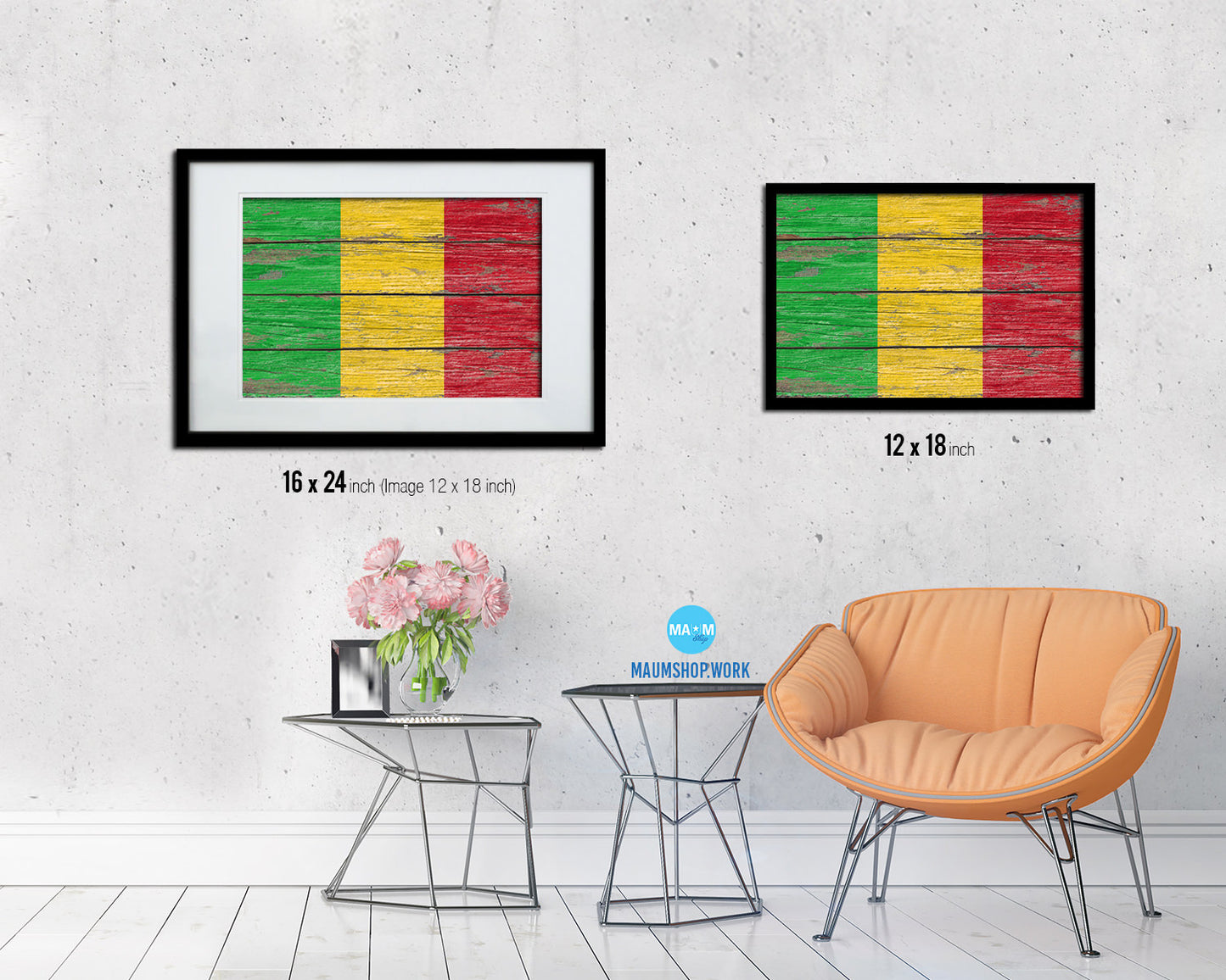 Mali Country Wood Rustic National Flag Wood Framed Print Wall Art Decor Gifts