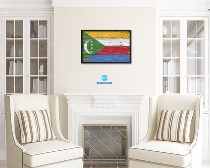 Comoros Country Wood Rustic National Flag Wood Framed Print Wall Art Decor Gifts